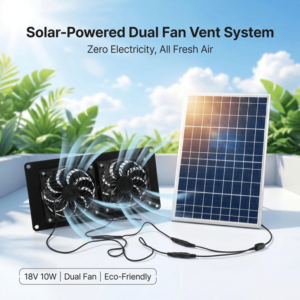 Solar Panel 200W - Zestaw wentylacyjny z podwójnym wentylatorem zasilany