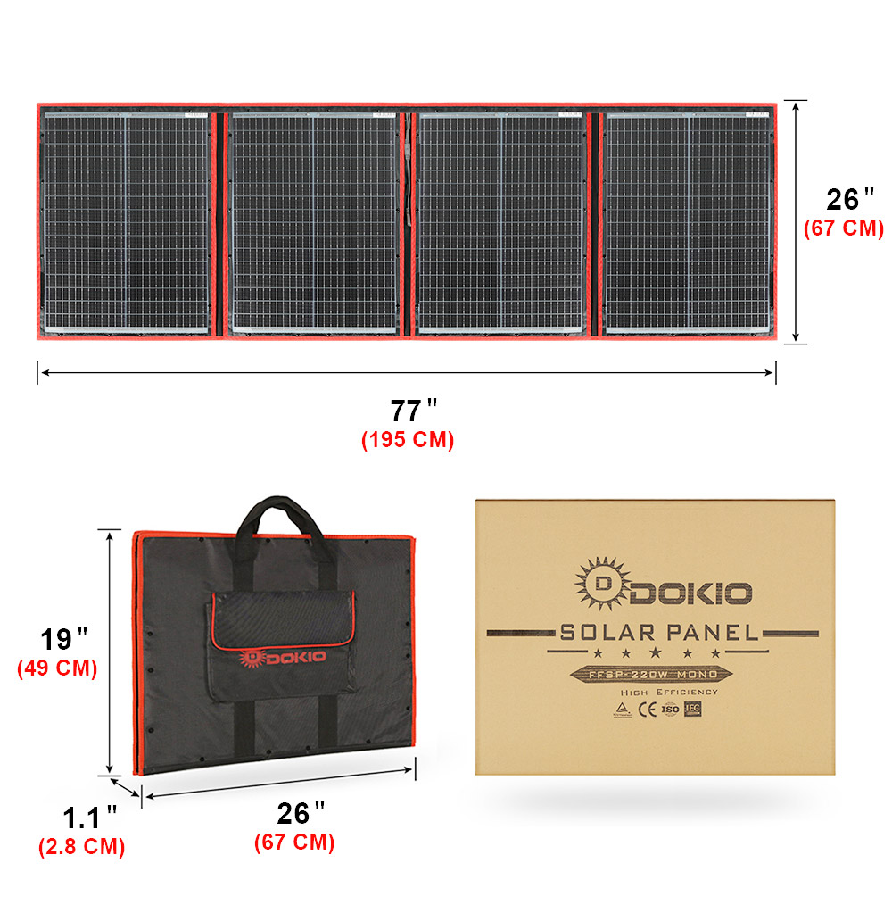 Solar Panel 200W - Panel słoneczny Dokio, elastyczny, składany, 200W,